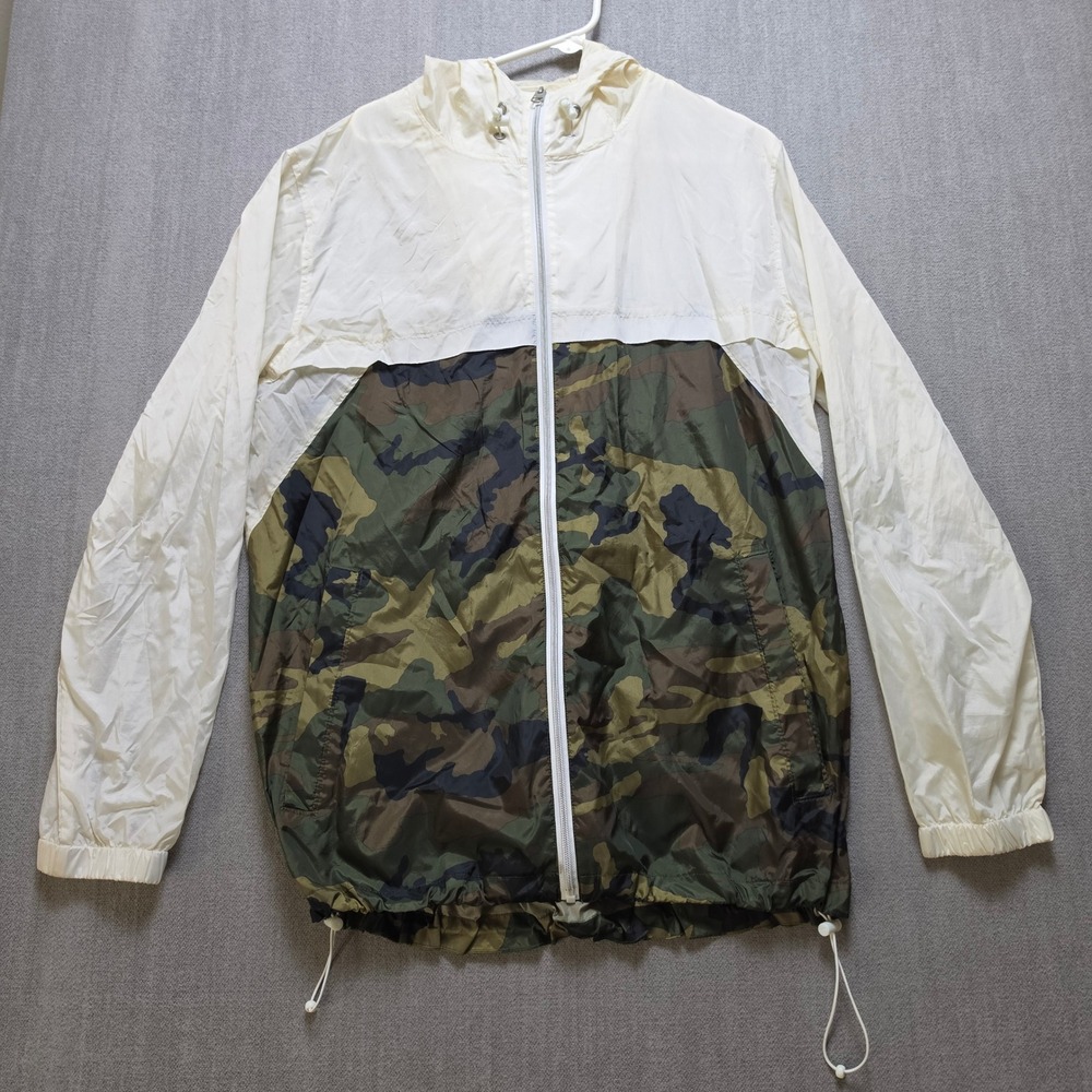 Empyre Windbreaker Jacket Men Large Cream Camo Full Zip Hooded Lightweight
